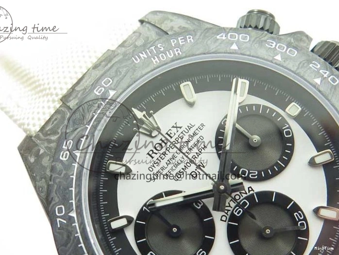 MiroTime 0215 WrinkleFree Daytona DIW Carbon Noob 1:1 Best Edition White Black Dial on Nylon Strap SA 2614